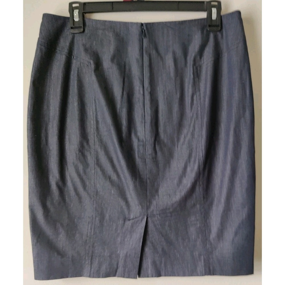 Ann Taylor Loft Women's 6 Blue Pencil Skirt Denim Look Back Slit Cotton Blend - Picture 2 of 4